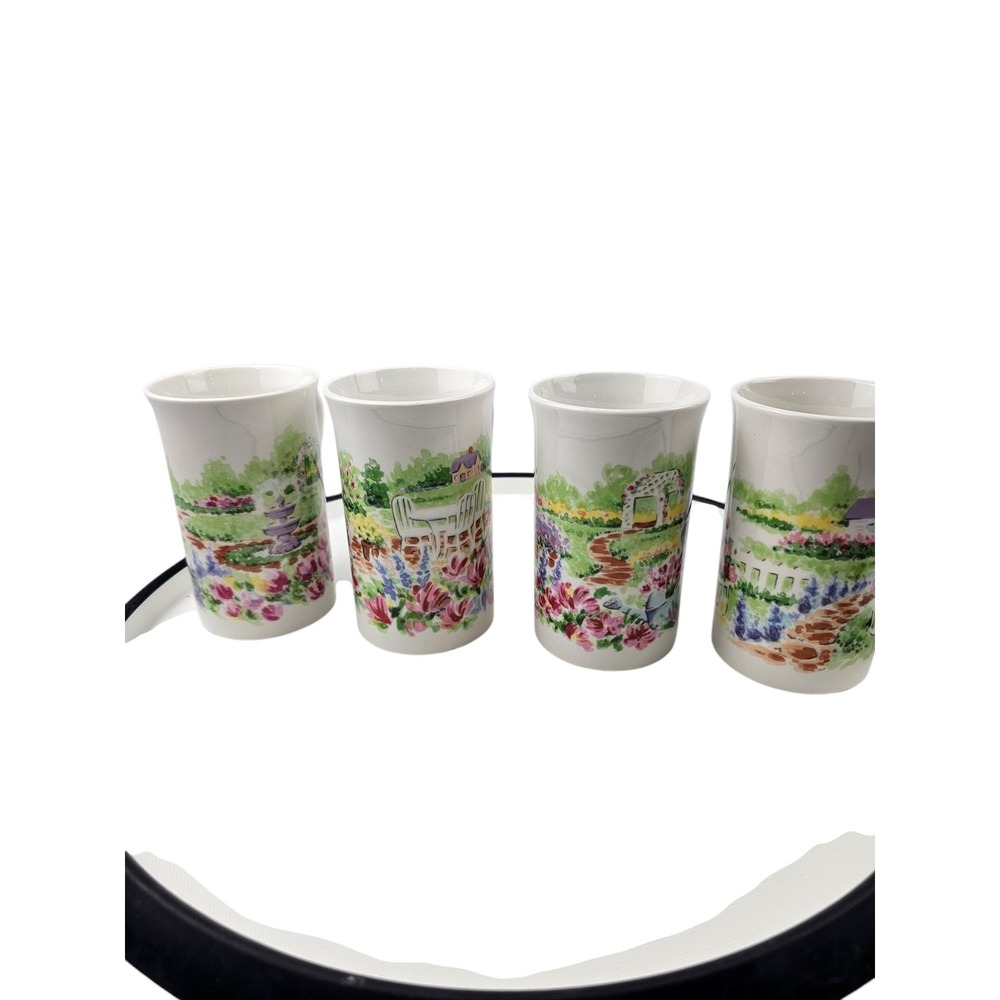Studio Nova Garden Path Trellis View‎ Fountain Coffee Mugs Set of 4 MZ875-878